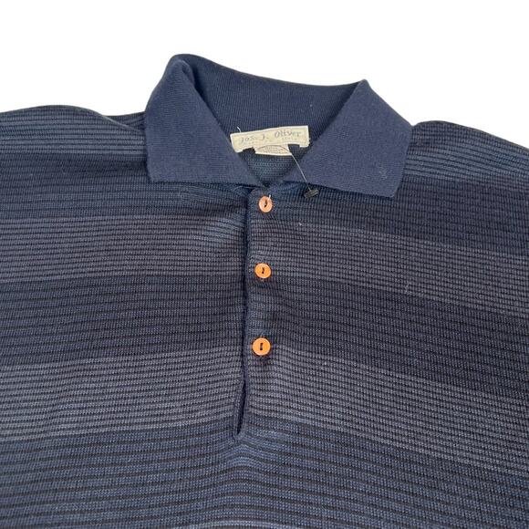 Jos J Oliver Mens XL Sweater Blue Made in Italy Merino Wool blend striped FLAW - Picture 3 of 16